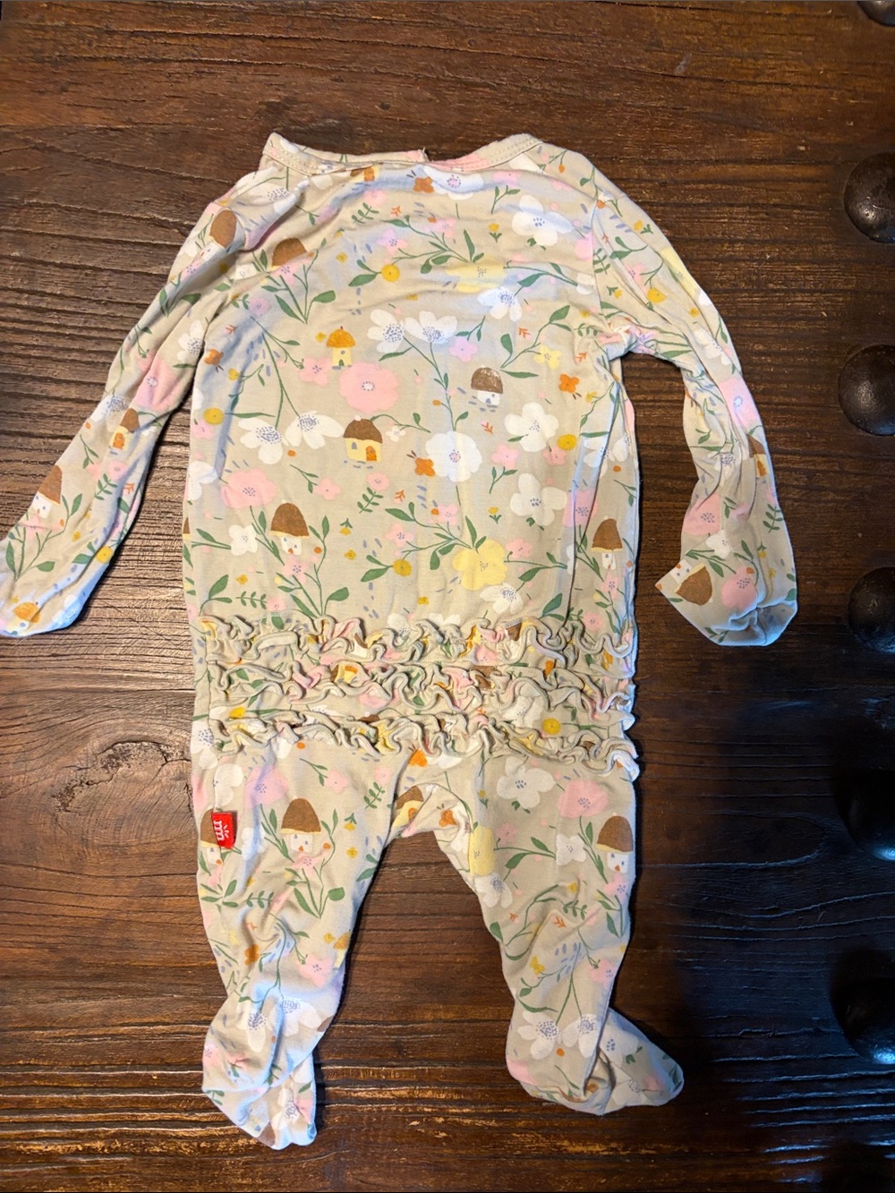 Magnetic Me Cream Floral Footed One-Piece - Picture 4 of 5